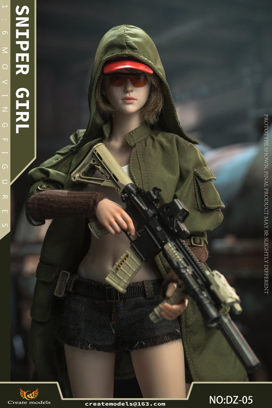 Sniper Girl - Green Wired Female Coat w/Hood