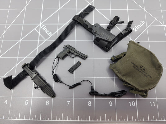 BAM 1/6 OD Green Bag With Gun And Knife Belt (Hot Toys)