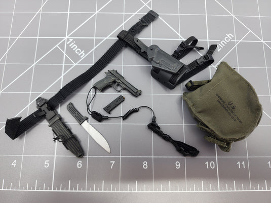 BAM 1/6 OD Green Bag With Gun And Knife Belt (Hot Toys)
