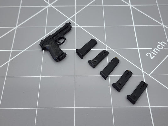 BAM 1/6 Black Pistol W/ Extra Clips