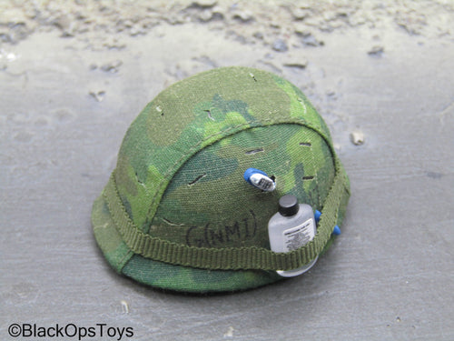 Vietnam Forrest Gump - Metal Wine Leaf Camo Helmet w/Bottle