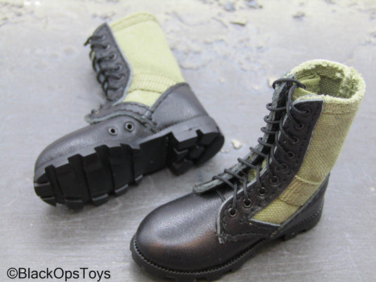 Operation Eagle Claw - Black & Green Combat Boots (Foot Type)