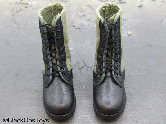 Operation Eagle Claw - Black & Green Combat Boots (Foot Type)