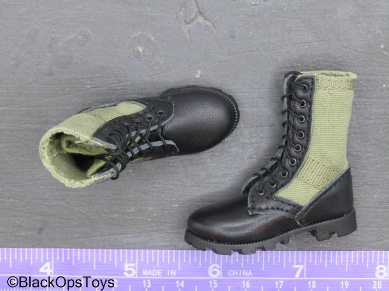 Load image into Gallery viewer, Operation Eagle Claw - Black &amp; Green Combat Boots (Foot Type)
