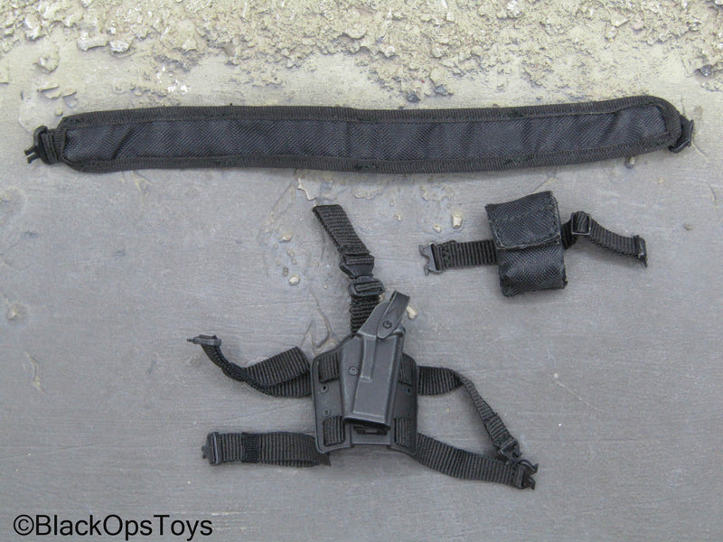 Load image into Gallery viewer, Heavy Armored Blue Cop - Padded Belt w/Drop Leg Holster &amp; Pouch
