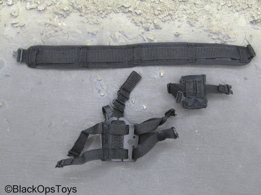 Heavy Armored Blue Cop - Padded Belt w/Drop Leg Holster & Pouch