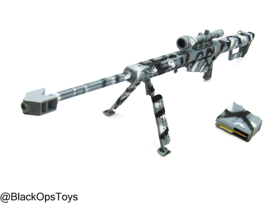Winter Camo Barrett M82A1 .50 Cal Sniper Rifle w/Bipod