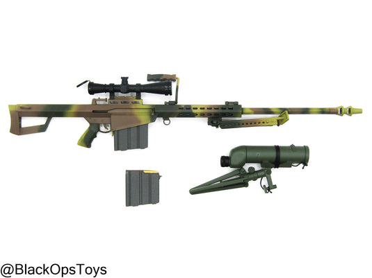 Camo Barrett M82A1 .50 Cal Sniper Rifle w/Bipod & Spotter Scope Set