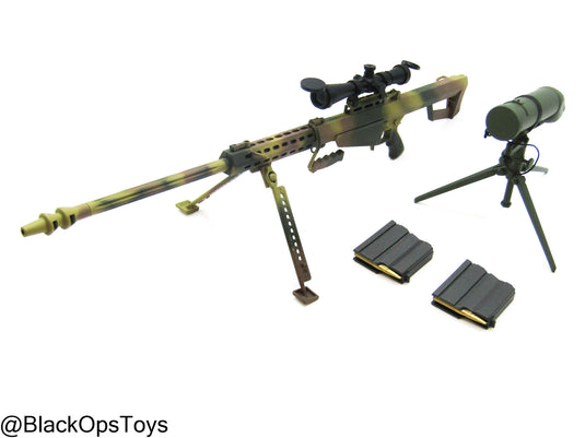 Camo Barrett M82A1 .50 Cal Sniper Rifle w/Bipod & Spotter Scope Set