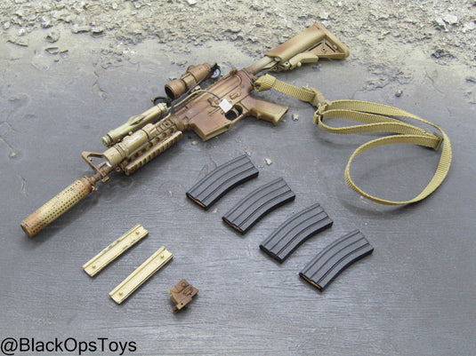 Weathered Desert Camo M4 Rifle w/Attachment Set