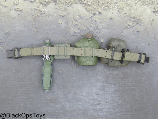OD Green Rivet Belt w/Pouch Set & Combat Knife