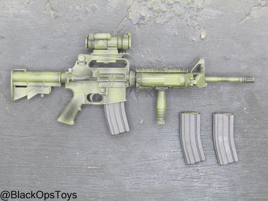Weathered OD Green M4 Carbine w/Attachment Set