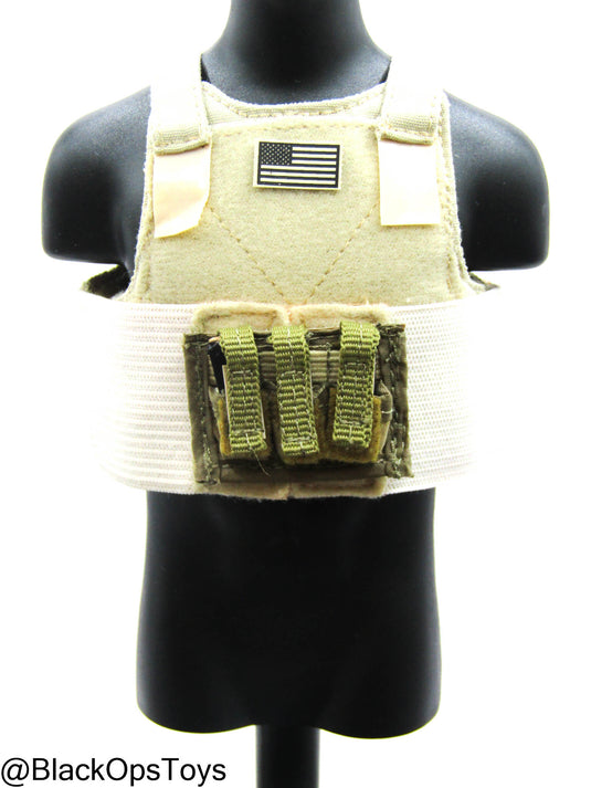 FDE Tan Body Armor w/American Flag Patch & Triple Cell Pistol Mag Pouch