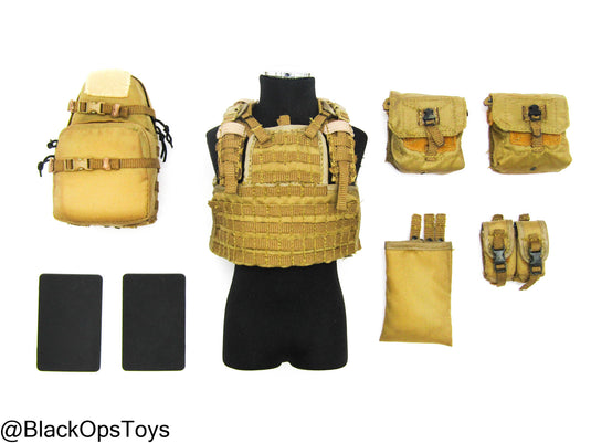 Coyote Tan MOLLE Plate Carrier w/Pouch Set & Assault Pack