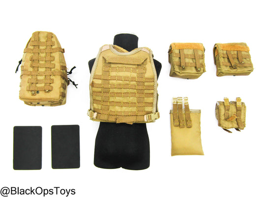 Coyote Tan MOLLE Plate Carrier w/Pouch Set & Assault Pack