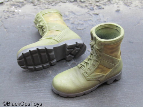 British - Green & Yellow Combat Boots (Foot Type)