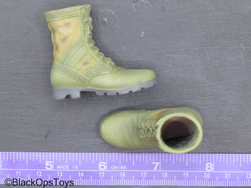 Load image into Gallery viewer, British - Green &amp; Yellow Combat Boots (Foot Type)
