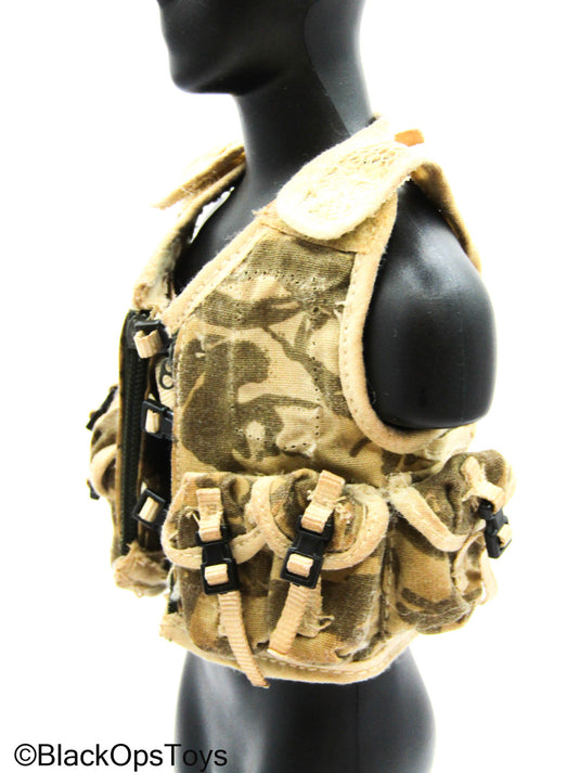 British - Weathered Desert DPM Camo Combat Vest w/ZIpper Pockets