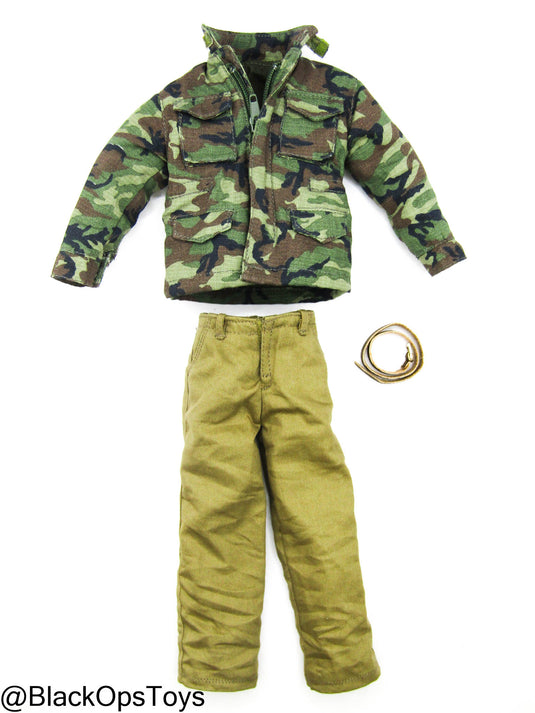 PMC - Woodland Combat Jacket & Coyote Tan Pants Uniform Set