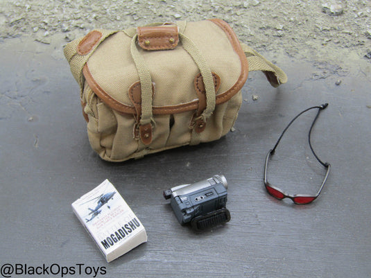 FDE Tan Sling Bag w/Book, Camcorder, & Glasses