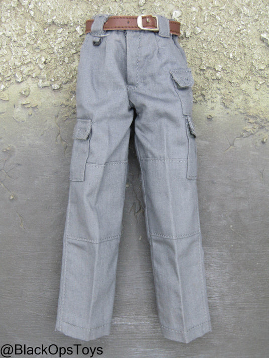 PMC - Wolf Gray Combat Pants w/Brown Leather Like Belt