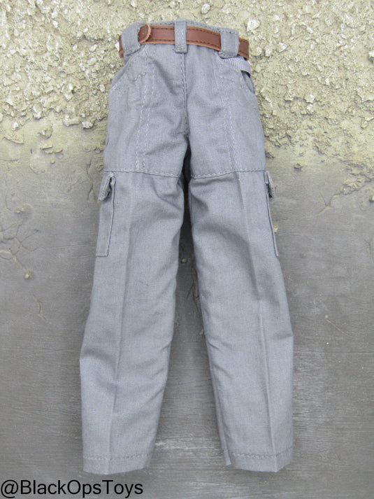 PMC - Wolf Gray Combat Pants w/Brown Leather Like Belt