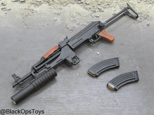 Metal AK47 w/Folding Stock & Grenade Launcher