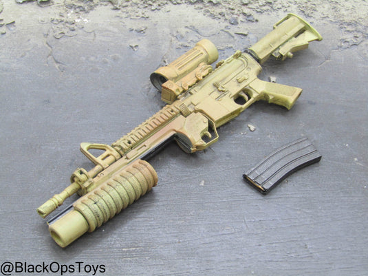 Weathered Desert Camo M4 Carbine w/Scope & Grenade Launcher