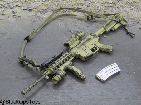 Weathered OD Green M4 Carbine w/Attachment Set