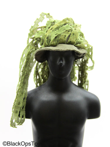 Green Boonie Hat w/Ghillie Material