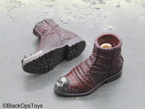 Gangsters Kingdom Augustine - Red Skin Boots w/Skull (Peg Type)
