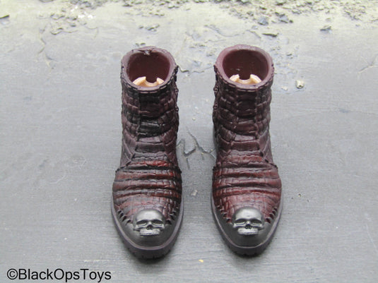 Gangsters Kingdom Augustine - Red Skin Boots w/Skull (Peg Type)