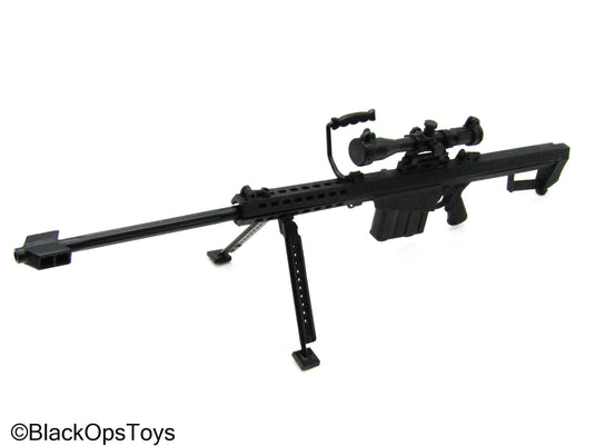 Black .50 Cal Barret Sniper Rifle w/Moving Bolt & Bipod