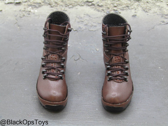 British Army Gurkhas - Brown Leather Like Combat Boots (Peg Type)