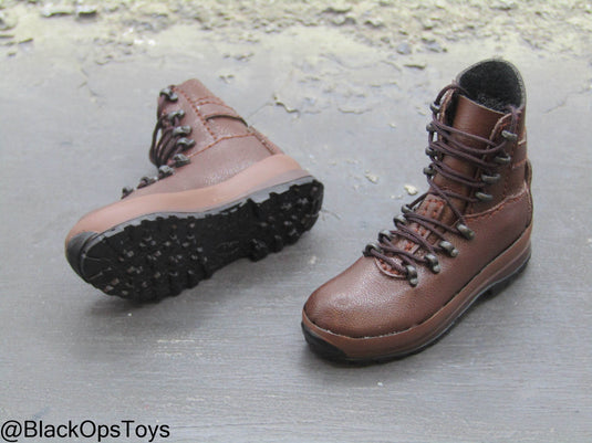 British Army Gurkhas - Brown Leather Like Combat Boots (Peg Type)