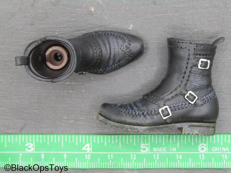 Load image into Gallery viewer, Gangsters Kingdom - Derrick - Black Motorcycle Boots(Peg Type)

