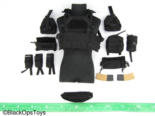 Extreme Zone Gaius Task - Black MOLLE Chest Rig w/Backpack & Pouches