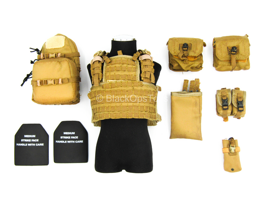 Coyote Tan MOLLE Plate Carrier w/Pouch Set & Assault Pack