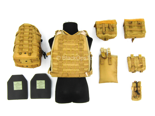 Coyote Tan MOLLE Plate Carrier w/Pouch Set & Assault Pack