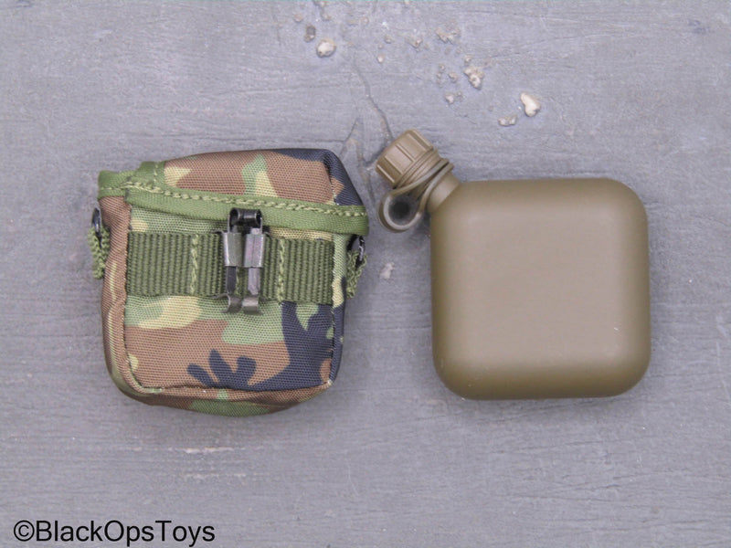 Load image into Gallery viewer, 75th Ranger Regiment Airborne Ltd. - Flask w/Woodland Camo Pouch
