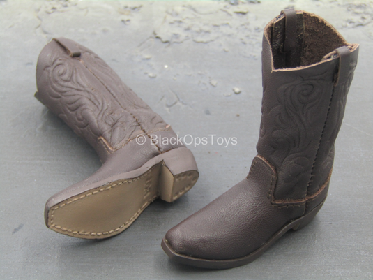 Western Gear - Brown Leather 1920's John Wayne Boots (Foot Type)
