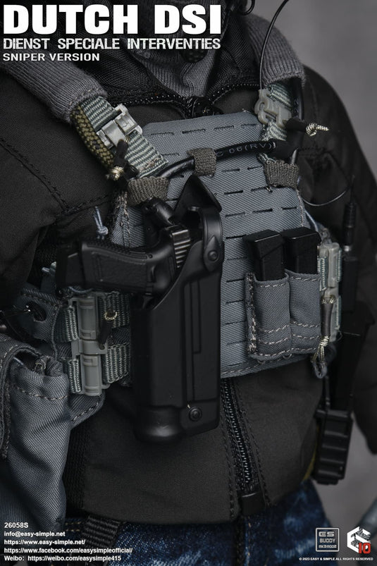 Dutch DSI Sniper Version - Grey MOLLE Combat Vest w/Pouch Set & Pistol