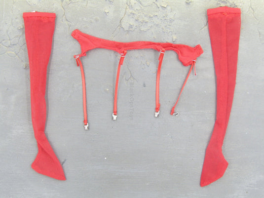 Female Space Officer - Red Stockings & Garter Belt