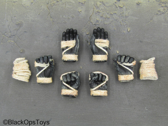 Dark Warrior - Bloody Black Gloved Hand Set w/Rope Wraps