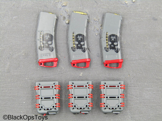 ZERT - Sniper Team - Grey 5.56 Fast Mag Pouches w/Black & Red Mags