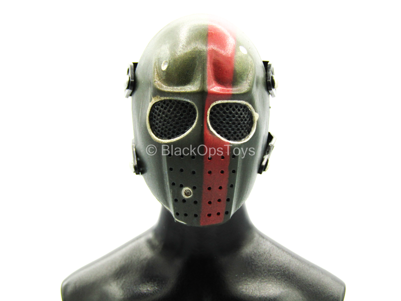 Load image into Gallery viewer, Hot Mask Collection - Green Face Mask w/Red Stripe
