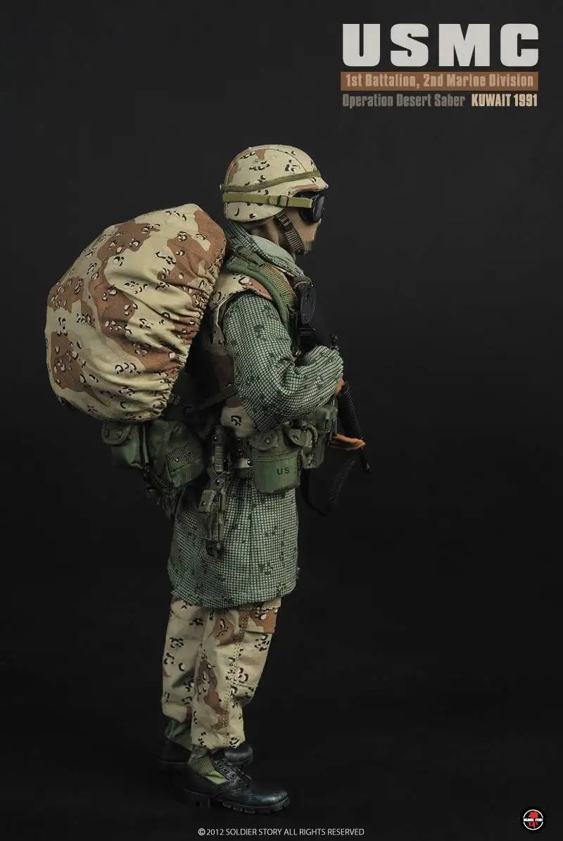 Load image into Gallery viewer, Kuwait 1991 - USMC - OD Green Alice Backpack w/Sleeping Pad &amp; Desert Camo Backpack Cover
