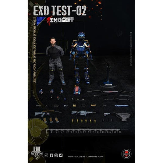 Exo Suit Test-02 - Full Mech Suit w/Helmet, Visor & Attachable Holsters