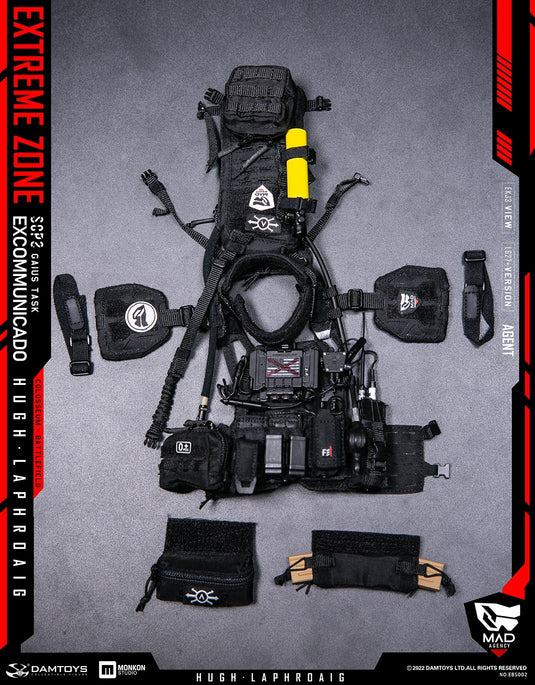 Extreme Zone Gaius Task - Black MOLLE Chest Rig w/Backpack & Pouches