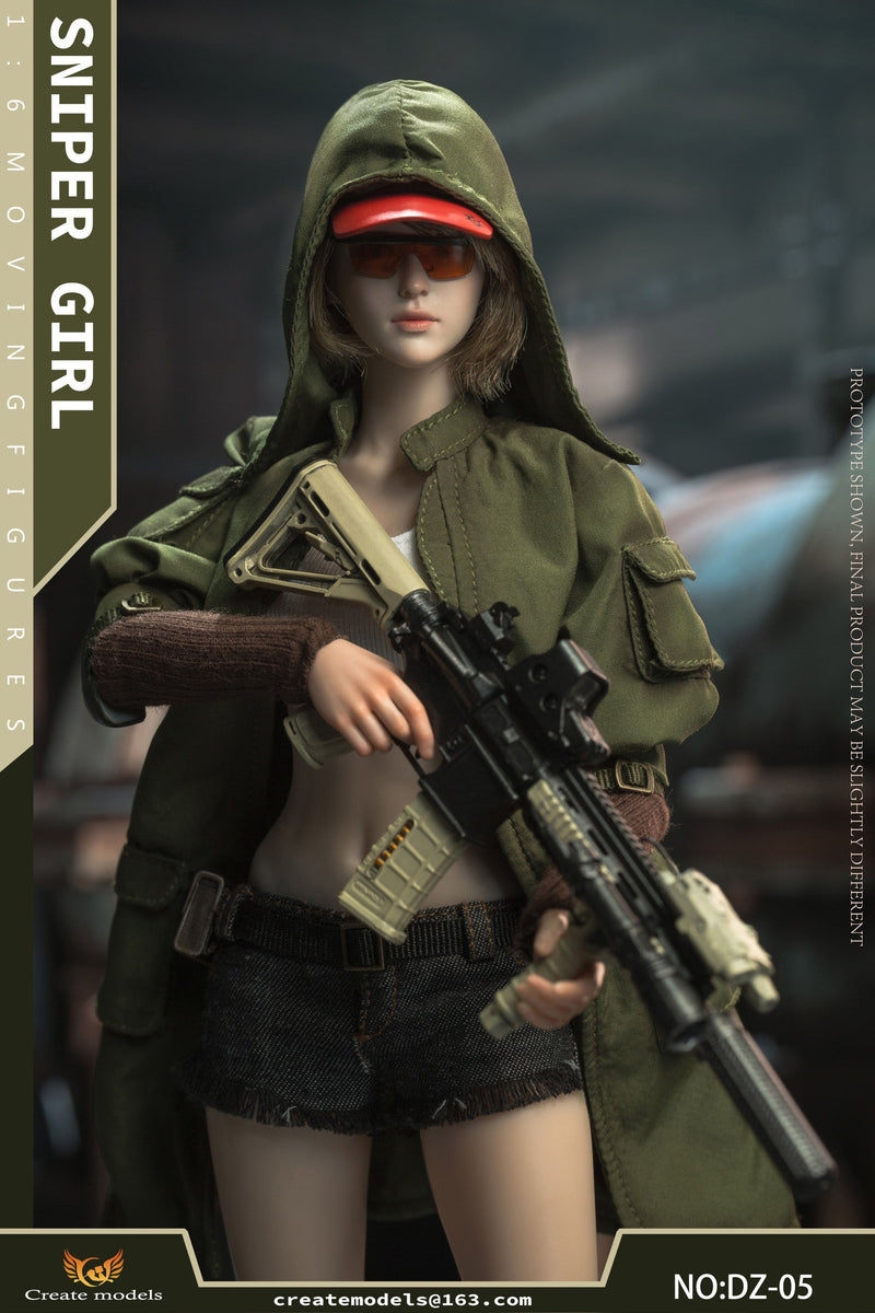 Load image into Gallery viewer, Sniper Girl - Green Wired Female Coat w/Hood
